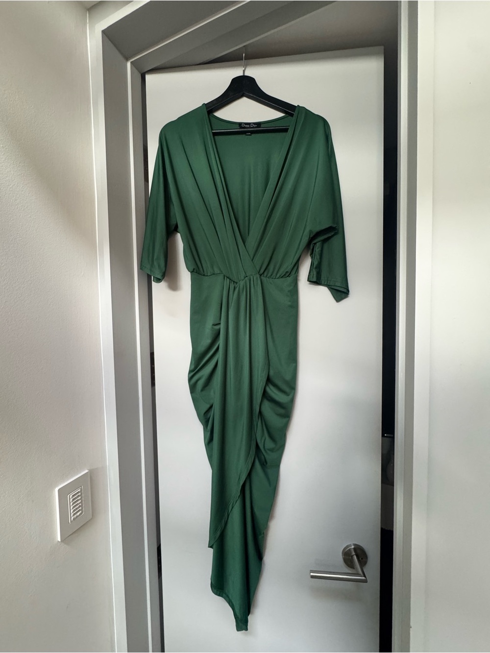 V-Neck Midi Dress in Forest Green